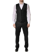 Dolce & Gabbana Black Wool Slim Fit Formal 3 Piece Men Suit