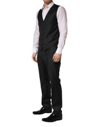Dolce & Gabbana Black Wool Slim Fit Formal 3 Piece Men Suit