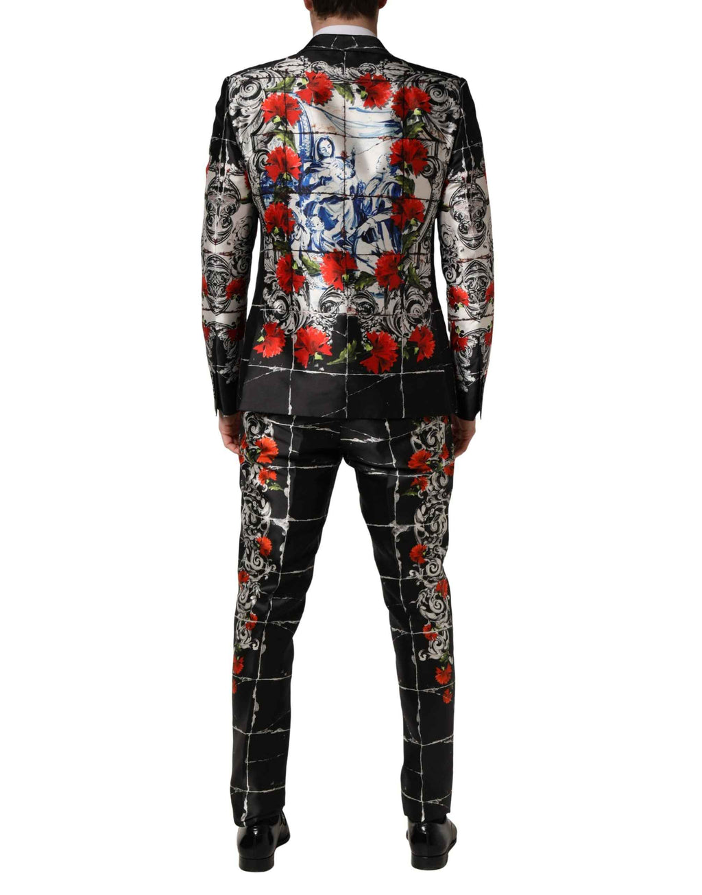 Dolce & Gabbana Black Floral 2 Buttons Formal 3 Piece Suit