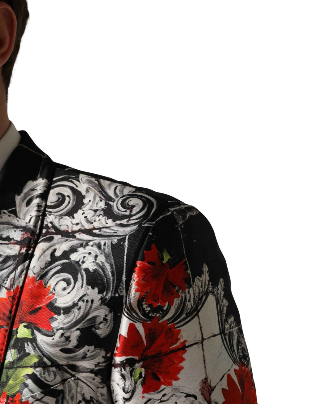 Dolce & Gabbana Black Floral 2 Buttons Formal 3 Piece Suit