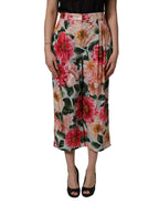 Dolce & Gabbana Multicolor Floral High Waist Cropped Pants