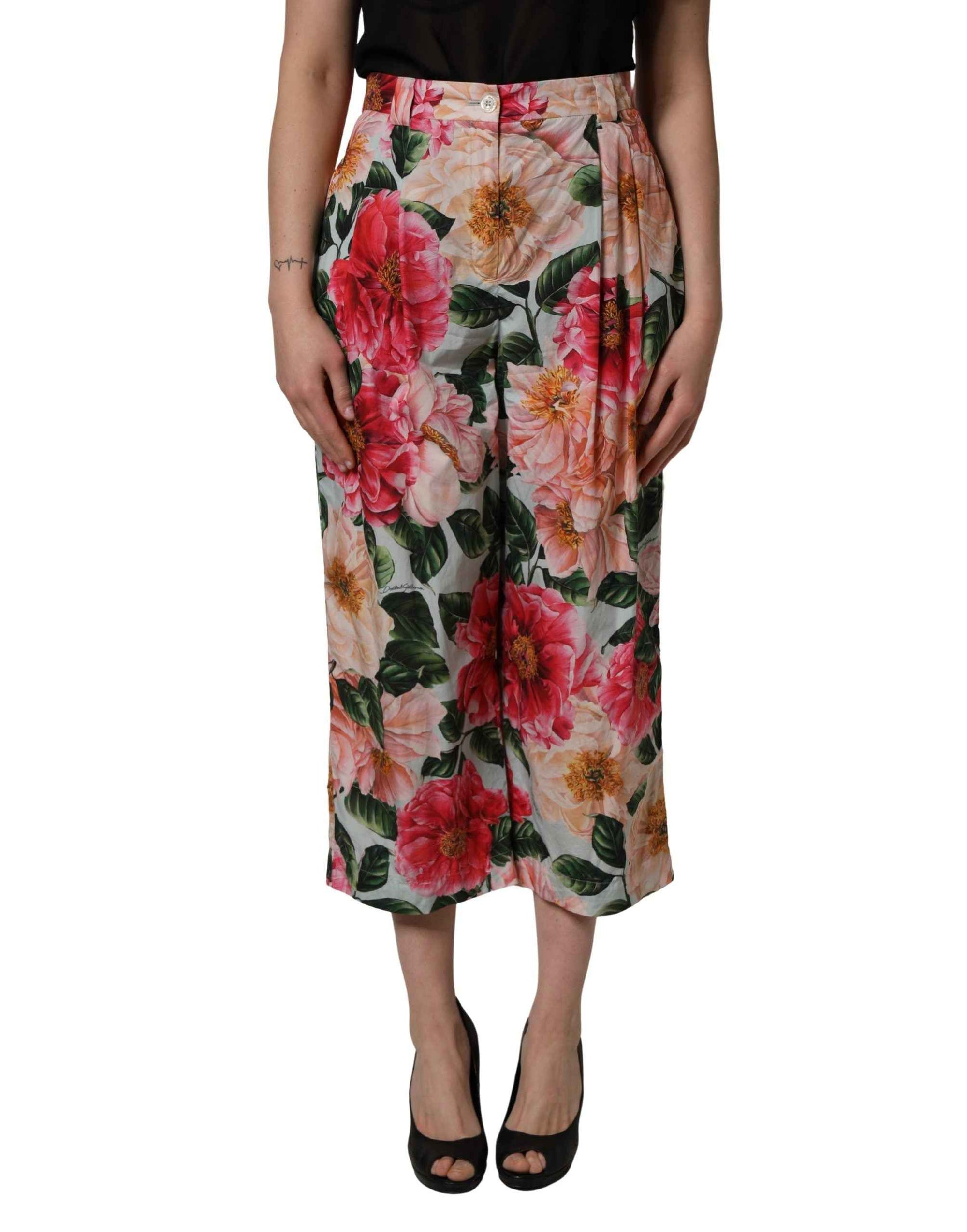 Dolce & Gabbana Multicolor Floral High Waist Cropped Pants