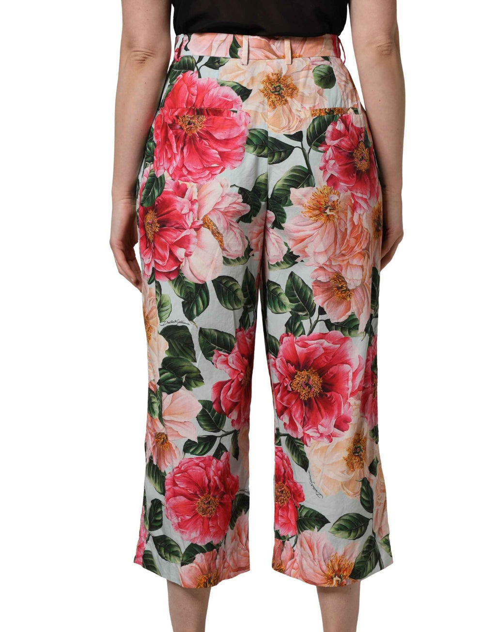 Dolce & Gabbana Multicolor Floral High Waist Cropped Pants