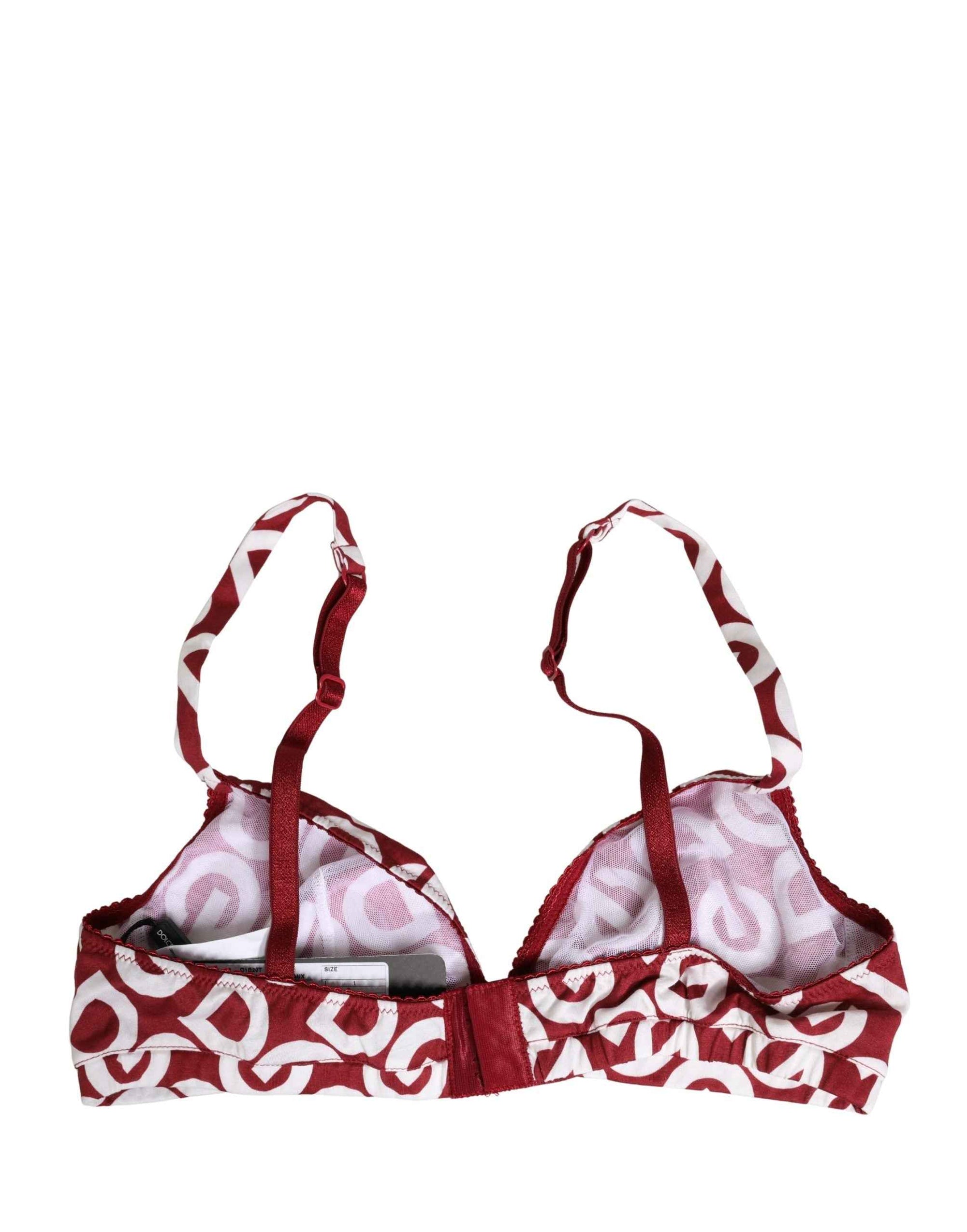 Dolce & Gabbana Red Logo Monogram Cotton Soft Cup Bra Underwear