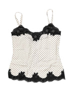 Dolce & Gabbana White Polka Dot Lace-Trimmed Camisole Top Underwear