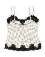 Dolce & Gabbana White Polka Dot Lace-Trimmed Camisole Top Underwear