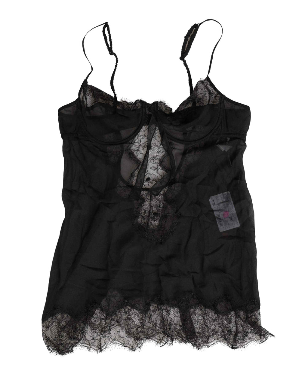 Dolce & Gabbana Black Silk Lace Lingerie Chemise Top Underwear