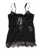 Dolce & Gabbana Black Silk Lace Lingerie Chemise Top Underwear