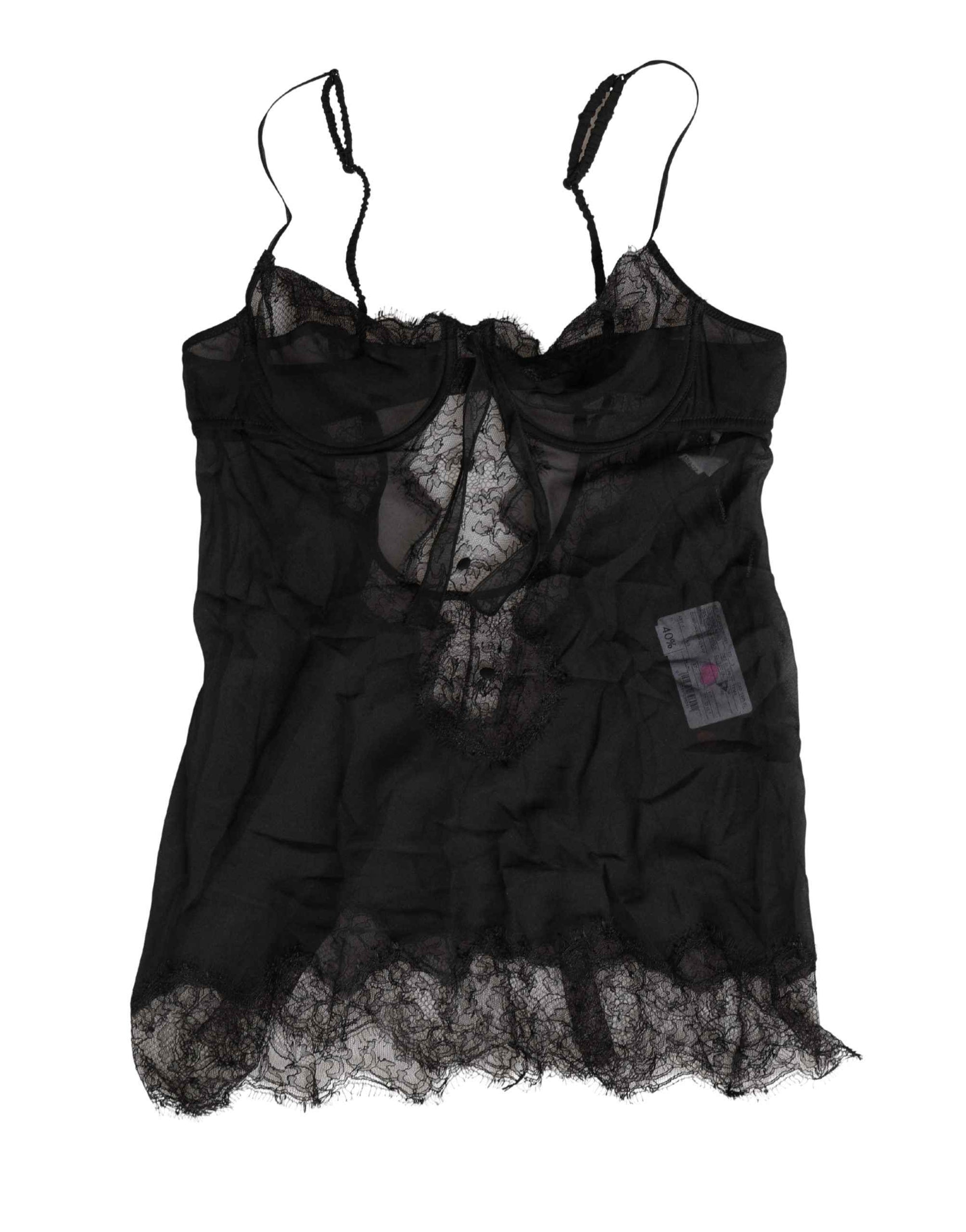 Dolce & Gabbana Black Silk Lace Lingerie Chemise Top Underwear