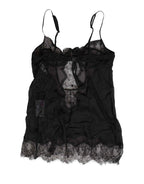 Dolce & Gabbana Black Silk Lace Lingerie Chemise Top Underwear