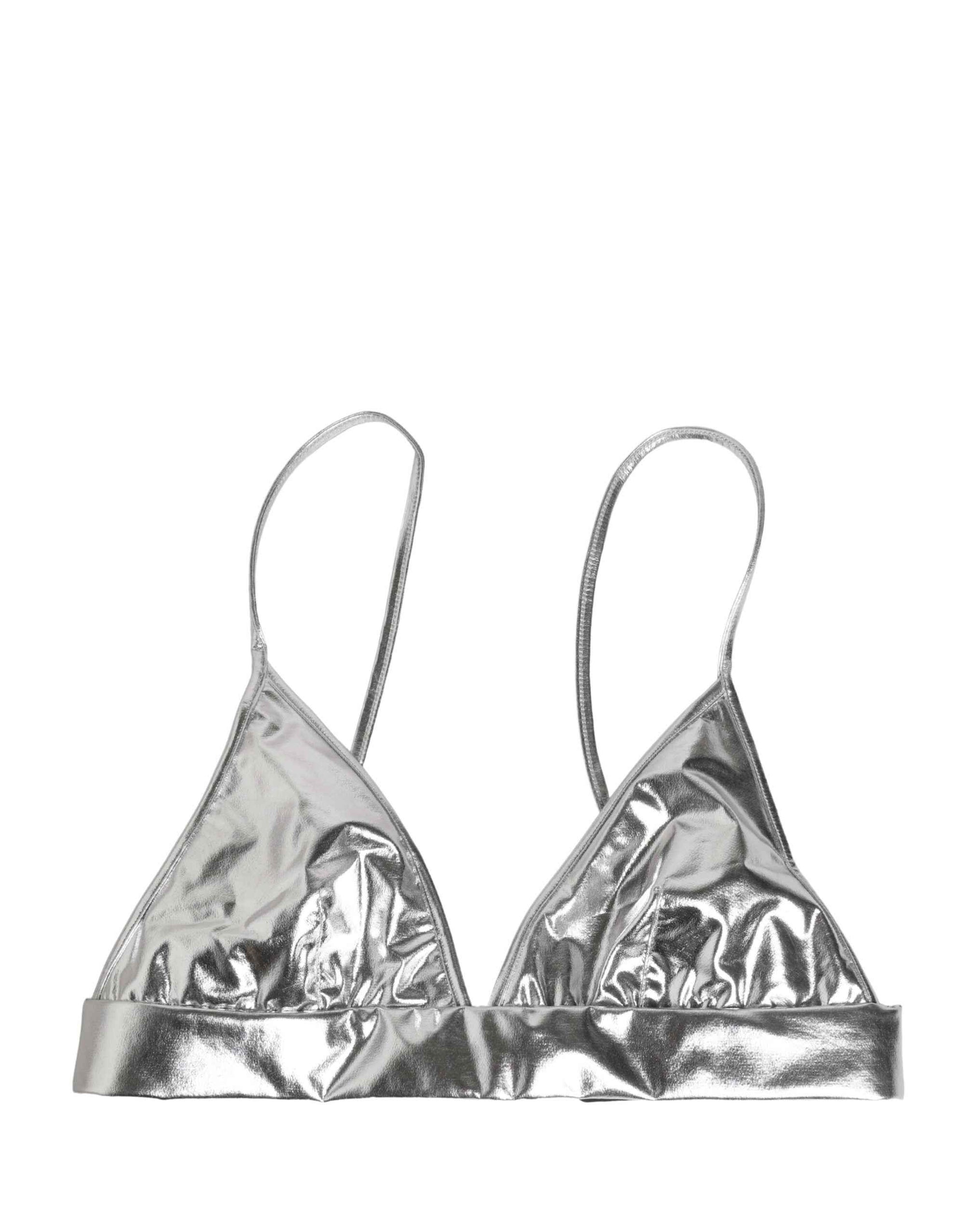 Dolce & Gabbana Metallic Silver Sleeveless Bustier Cropped Top