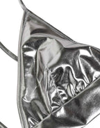 Dolce & Gabbana Metallic Silver Sleeveless Bustier Cropped Top