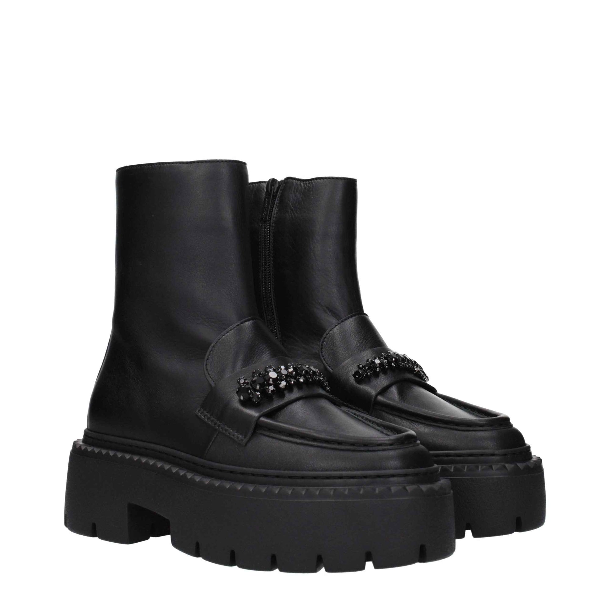 Jimmy Choo Black Leather Ankle Boots