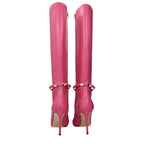 Jimmy Choo Pink Leather High Heel Boots
