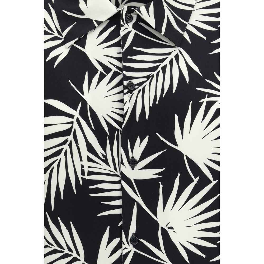 Laneus Black Viscose Pattern Shirt