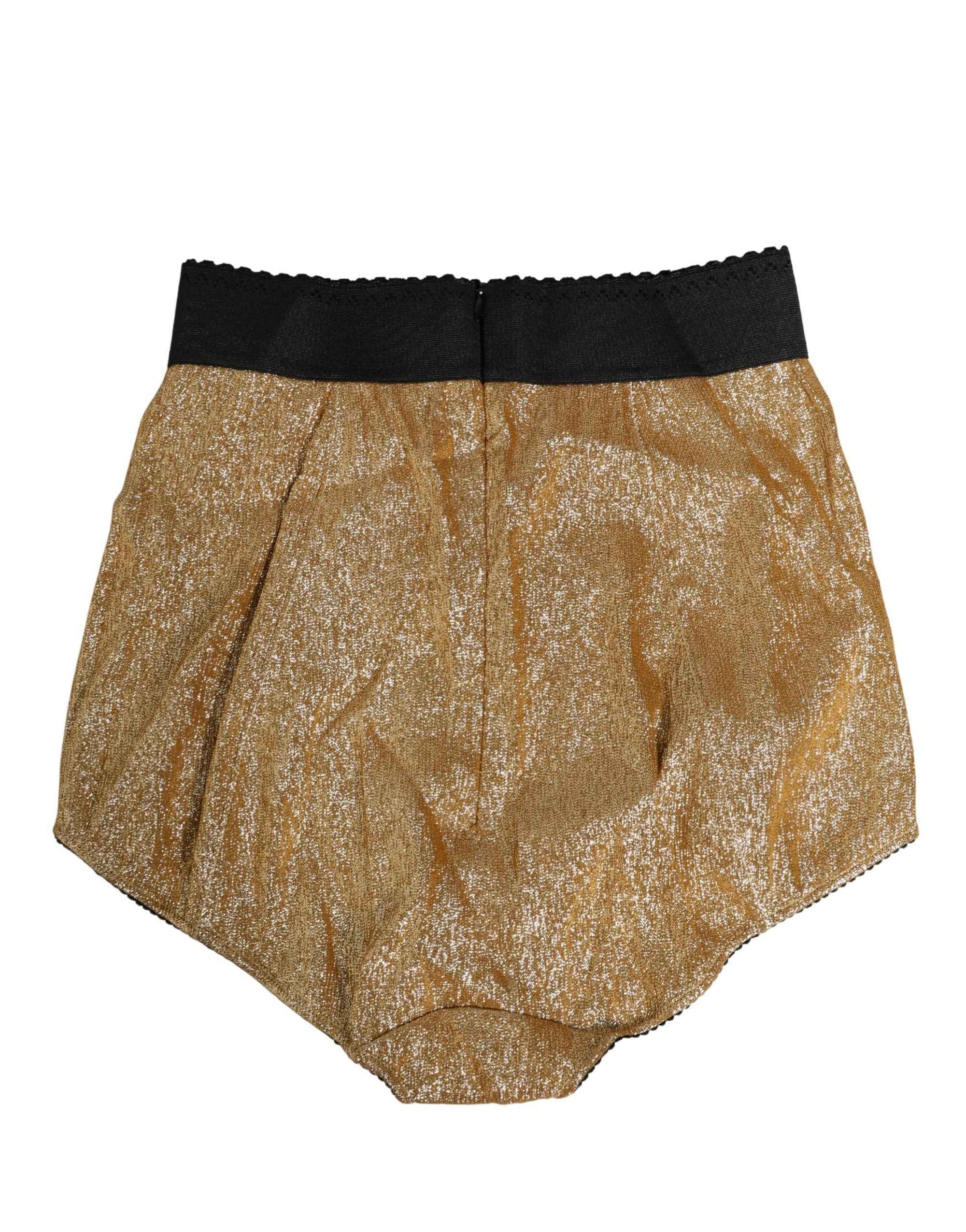 Dolce & Gabbana Gold Silk Blend High Waist Girdle Panty Underwear
