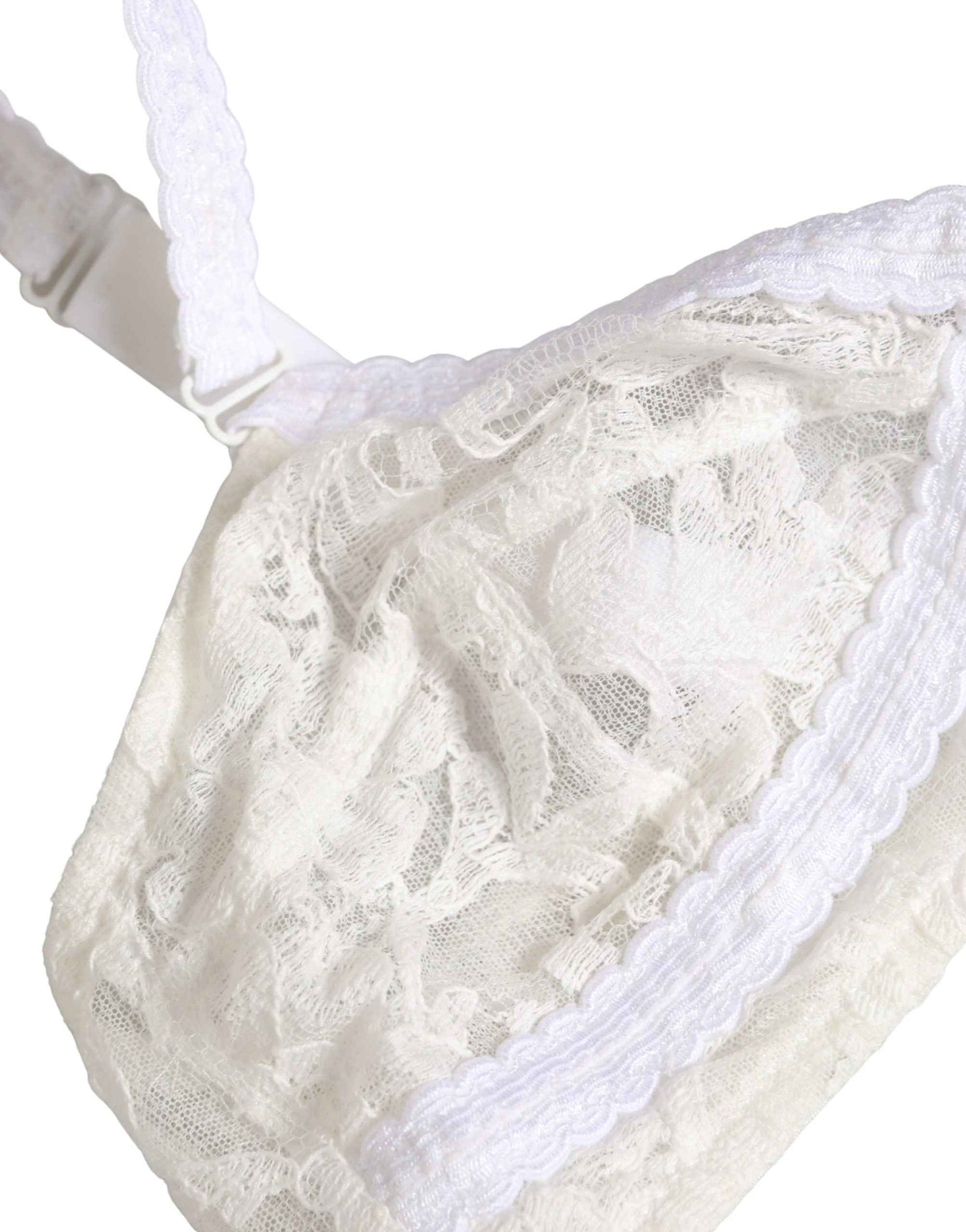 Dolce & Gabbana White Cotton Lace Wireless Soft Cup Bra Underwear