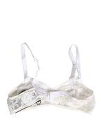 Dolce & Gabbana White Cotton Lace Wireless Soft Cup Bra Underwear