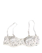 Dolce & Gabbana White Rhinestone Semi-Pad Underwire Bra Underwear