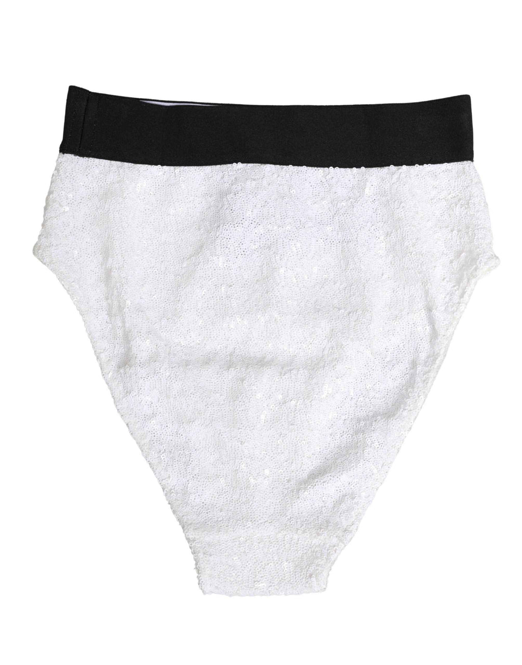 Dolce & Gabbana White Black Sequin High Waist Panty Underwear