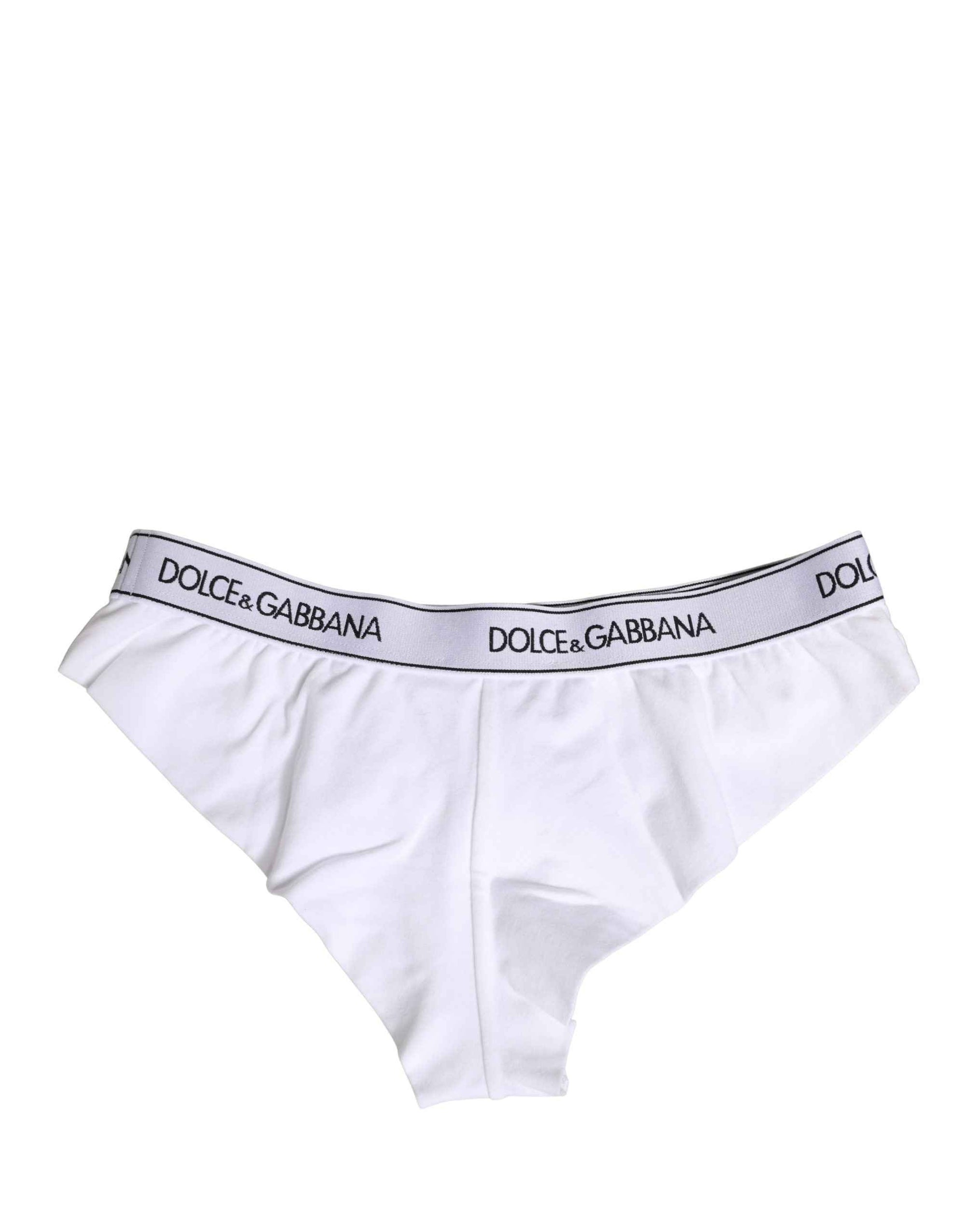 Dolce & Gabbana White Cotton Logo Waistband Brief Panty Underwear