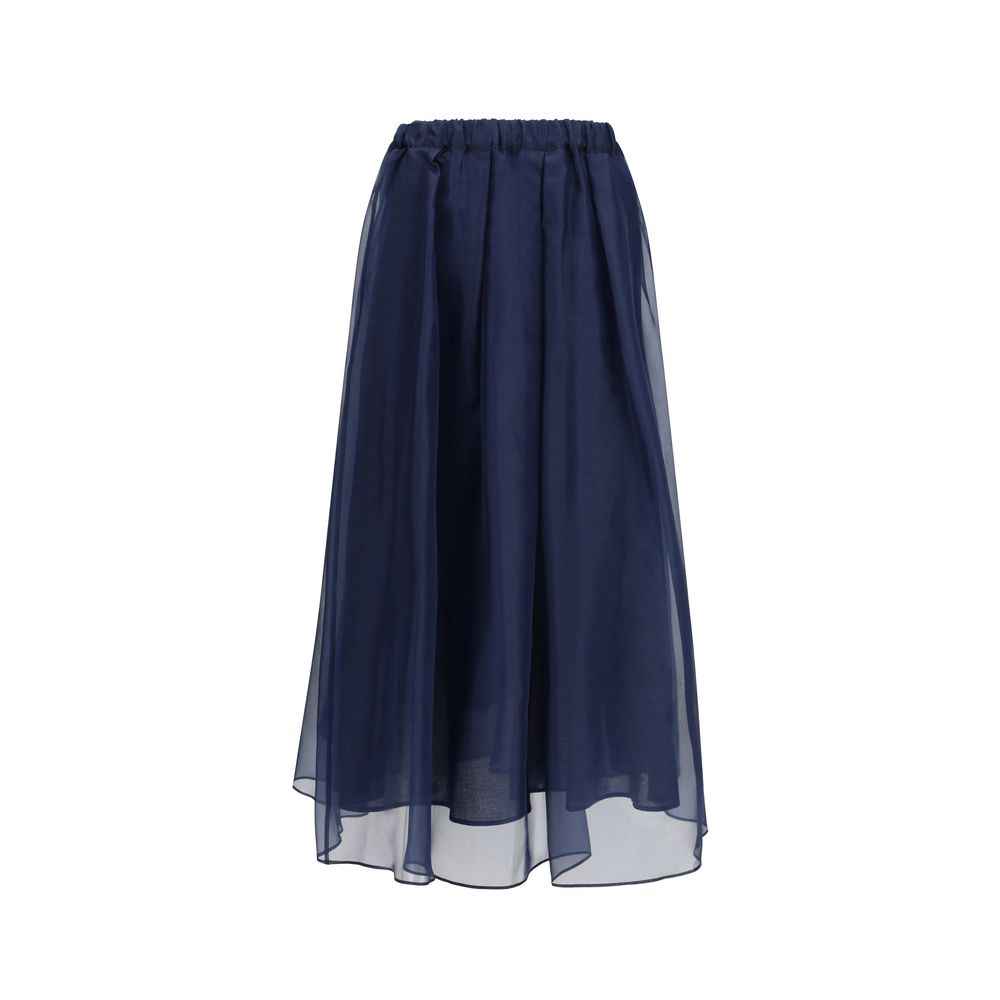 Max Mara Blue Cotton Long Skirt