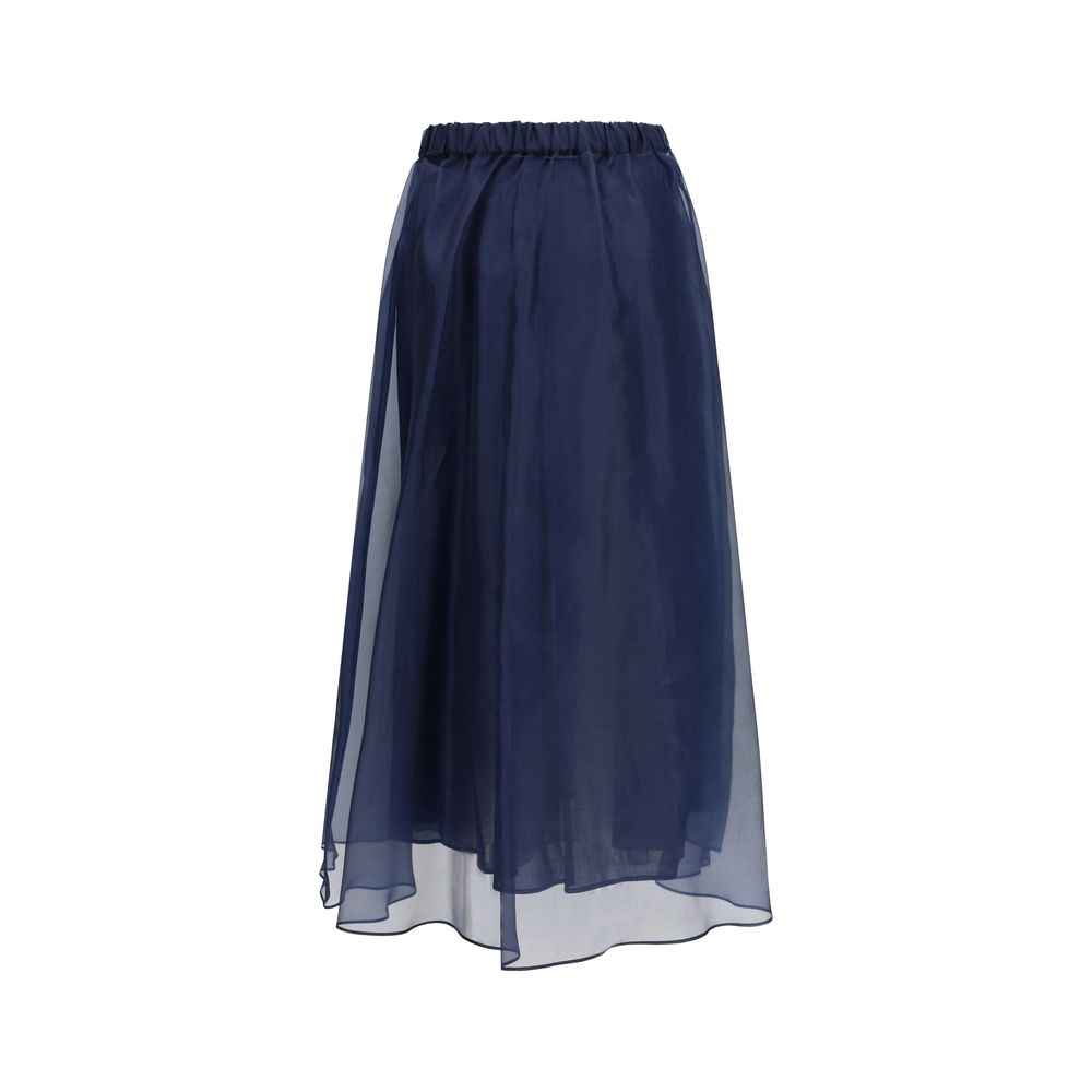 Max Mara Blue Cotton Long Skirt