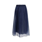 Max Mara Blue Cotton Long Skirt