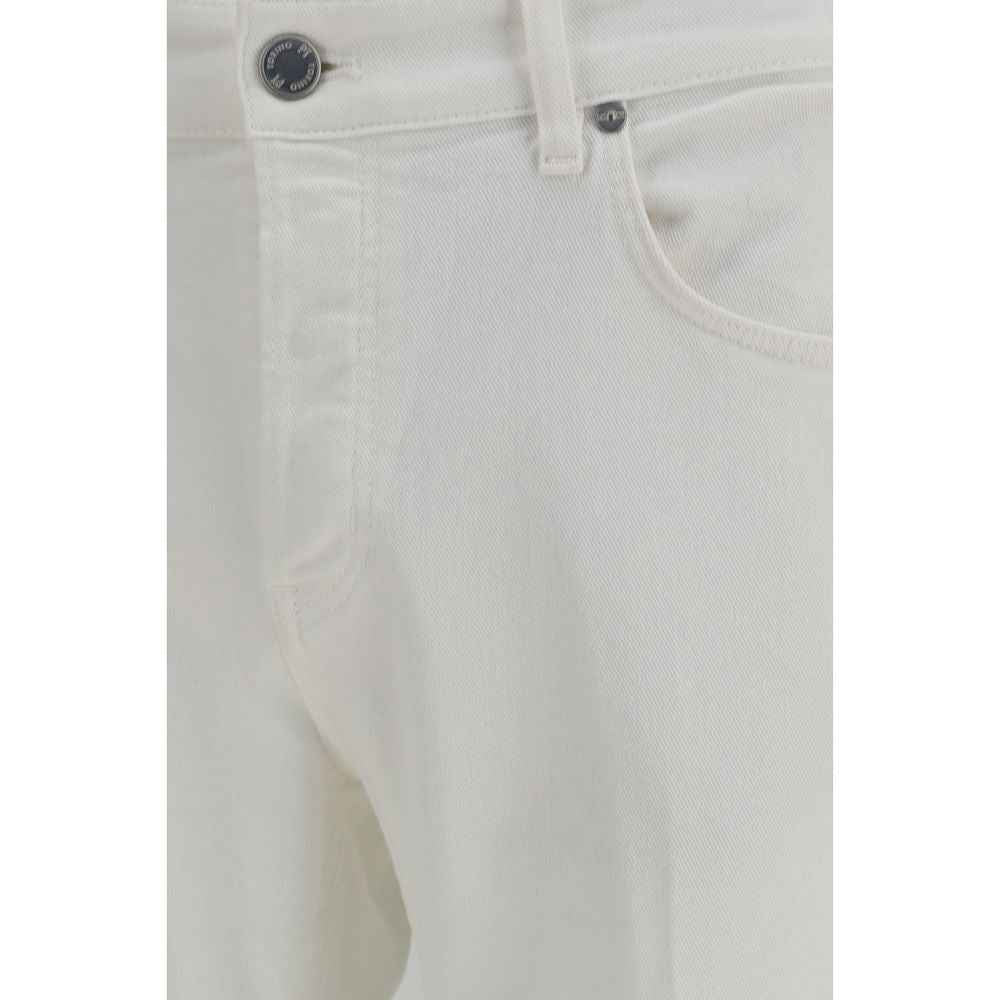 PT Torino White Cotton Tapered Jeans