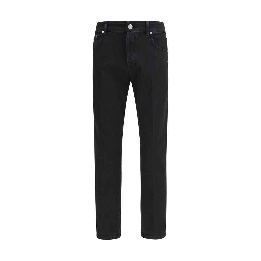 PT Torino Black Cotton Tapered Jeans