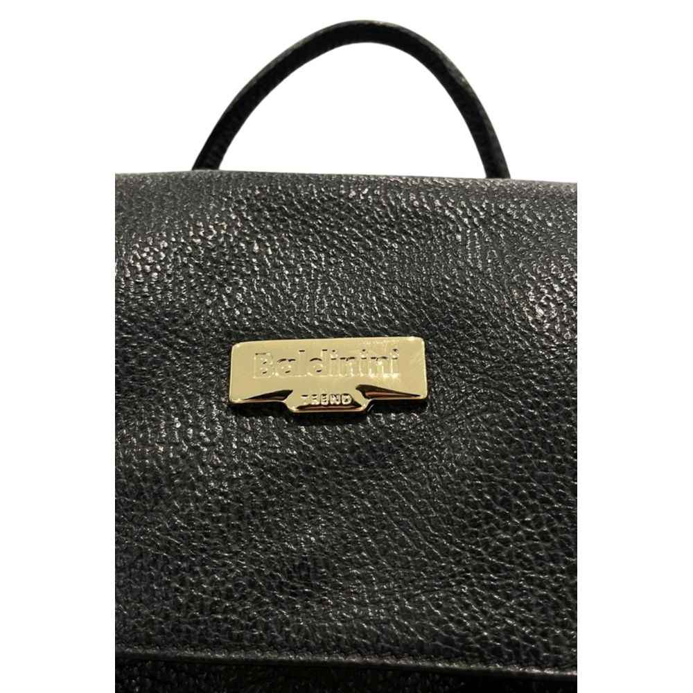 Baldinini Trend Black Leather Women Backpack