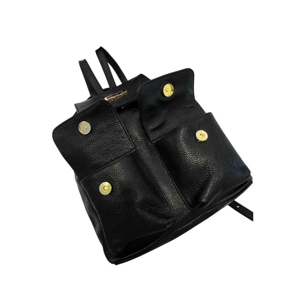 Baldinini Trend Black Leather Women Backpack