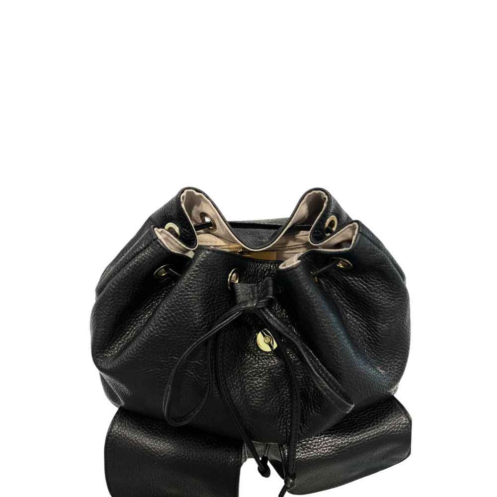 Baldinini Trend Black Leather Women Backpack