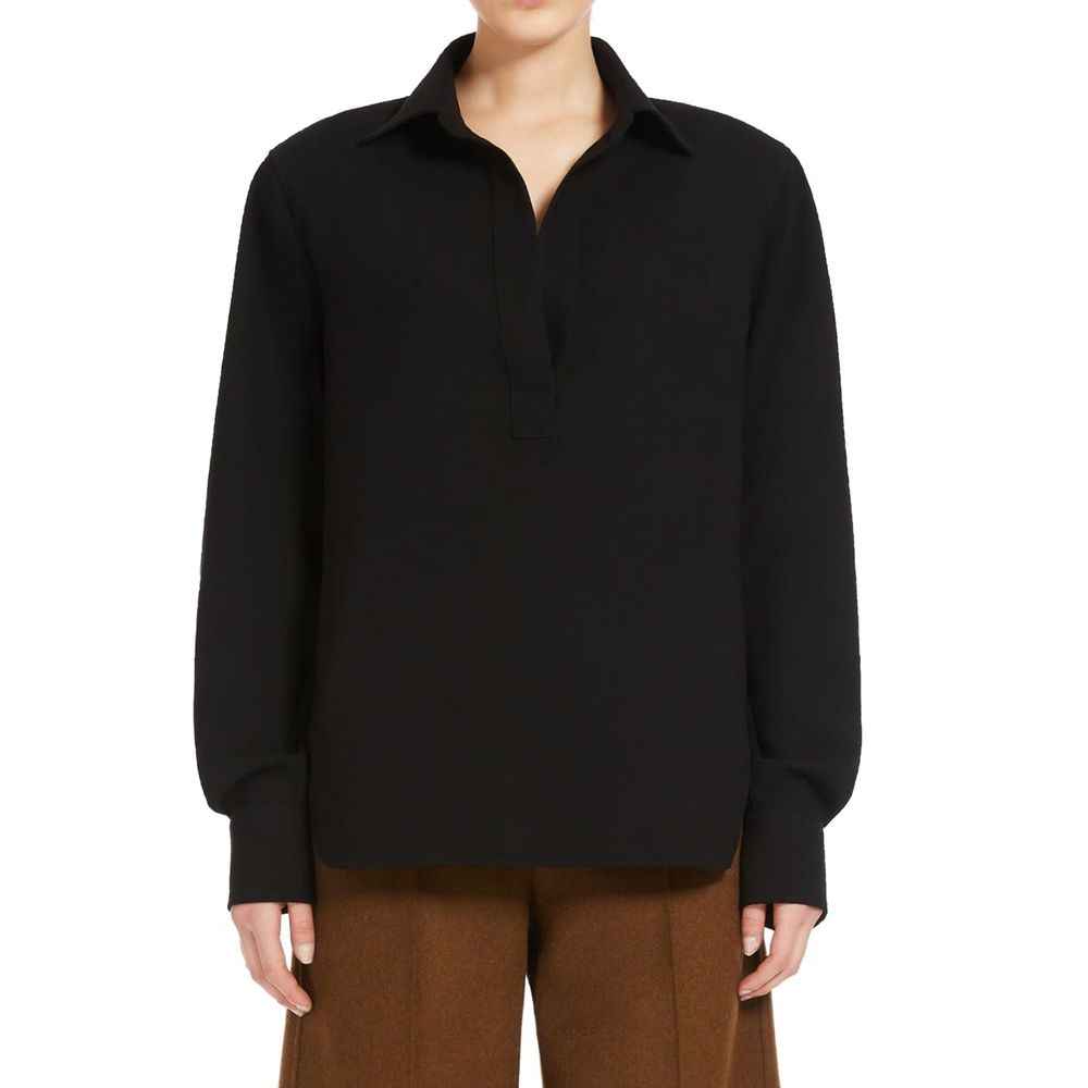 Max Mara Black Cotton Dress Shirt