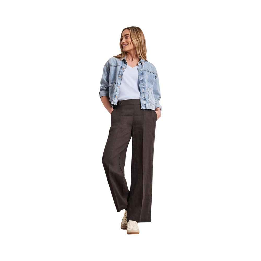 Street One Brown Linen Casual Pants