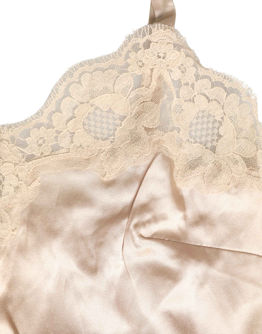 Dolce & Gabbana Beige Lace Silk Satin Tank Lingerie Sleepwear