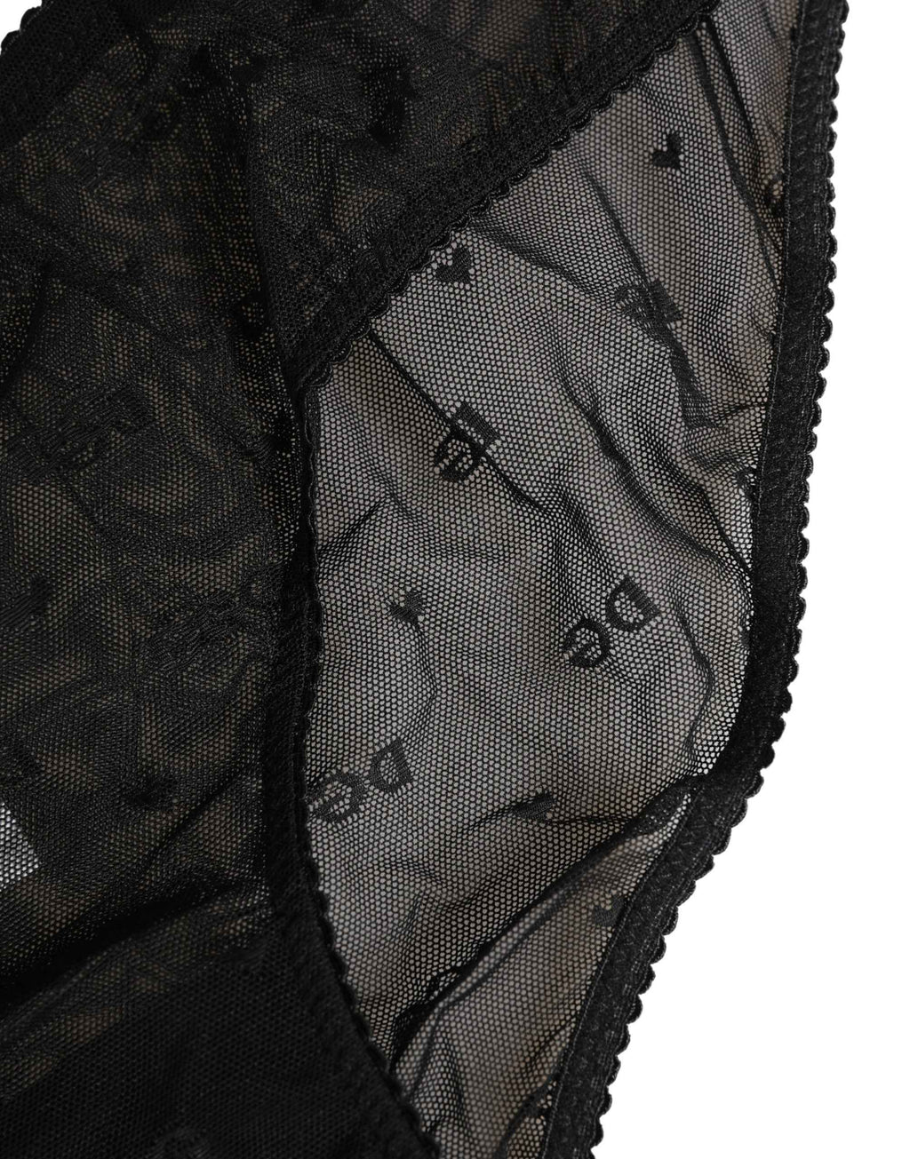 Dolce & Gabbana Black Sheer Mesh Lace Logo Brief Panty Underwear