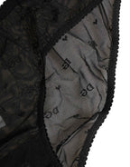 Dolce & Gabbana Black Sheer Mesh Lace Logo Brief Panty Underwear