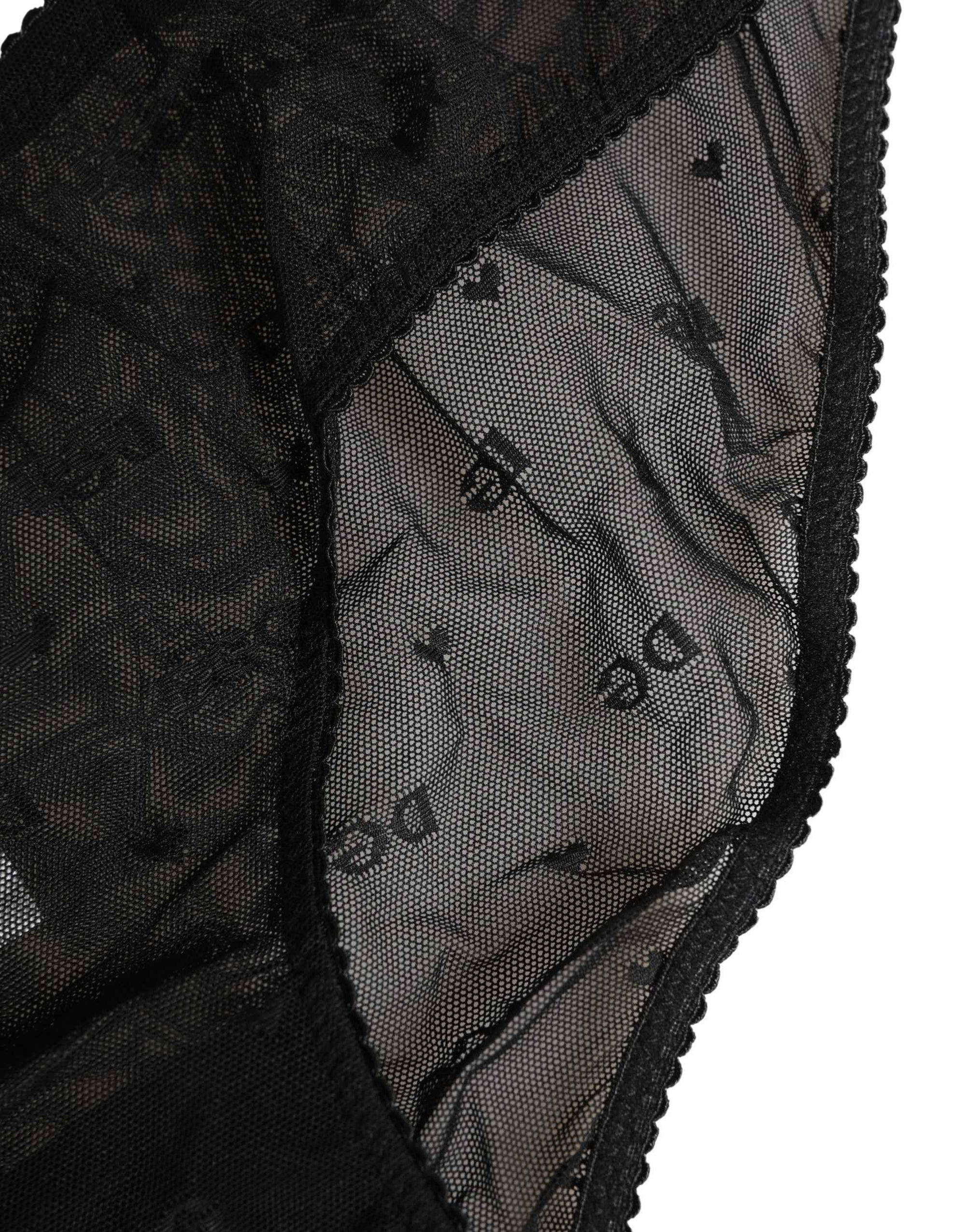 Dolce & Gabbana Black Sheer Mesh Lace Logo Brief Panty Underwear