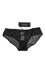 Dolce & Gabbana Black Sheer Mesh Lace Logo Brief Panty Underwear