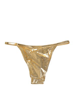 Dolce & Gabbana Gold-Tone Polyester Bikini Bottom Logo Swimwear