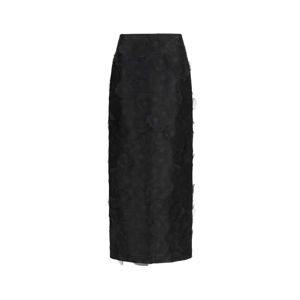 Max Mara Black Silk Long Skirt