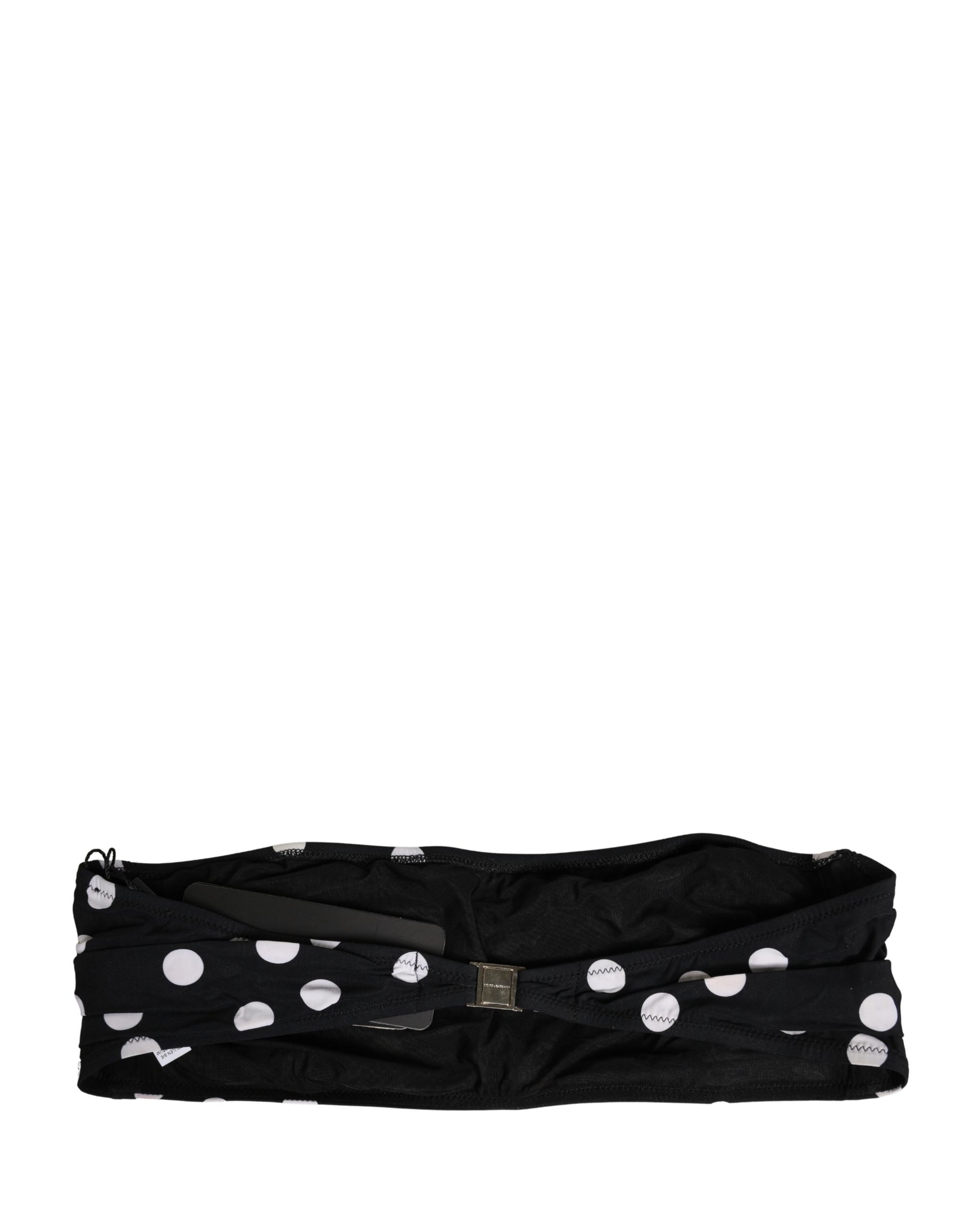 Dolce & Gabbana Black White Polka Dot Bandeau Beachwear Swimwear