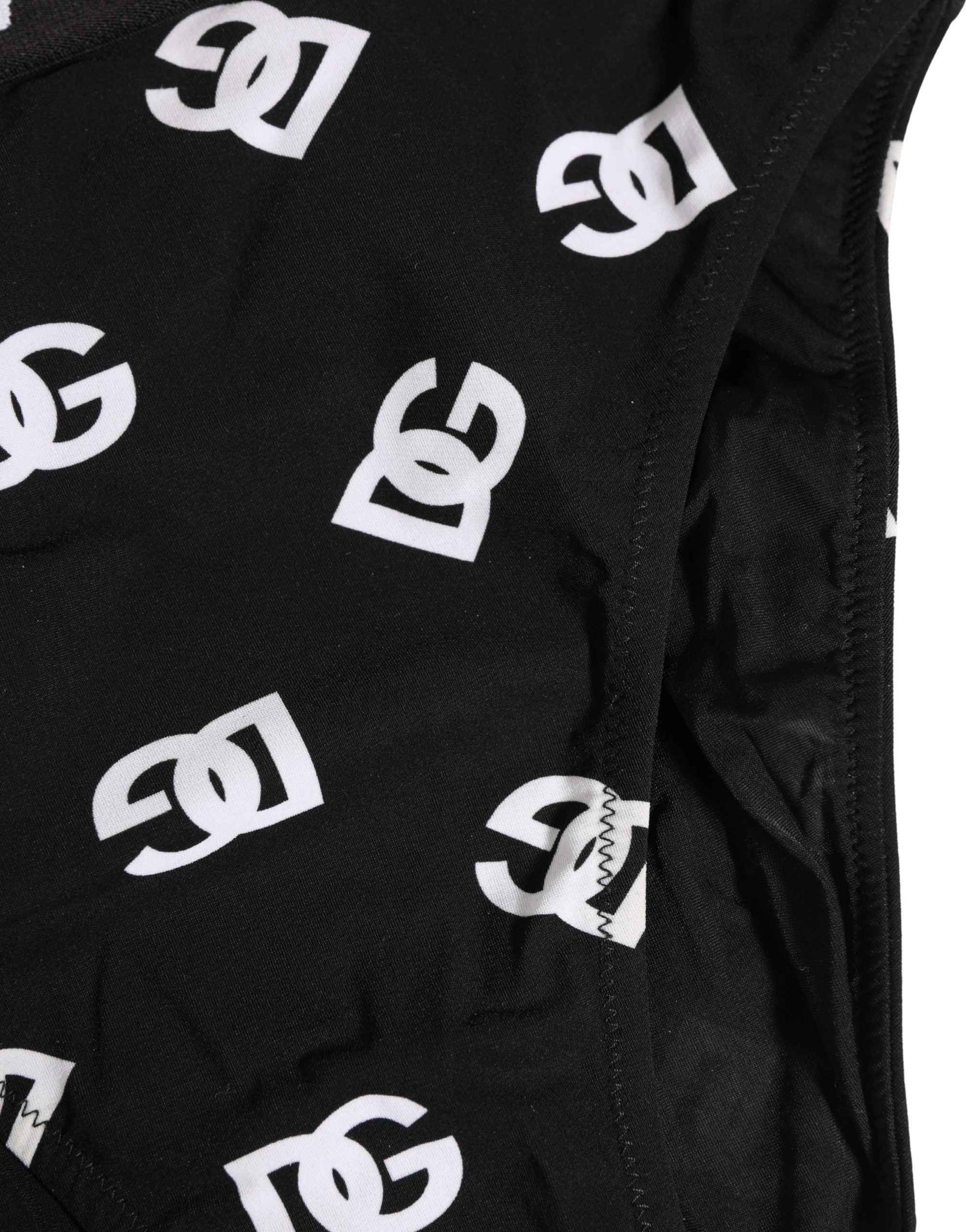 Dolce & Gabbana White Black Logo Waistband Midi Brief Underwear