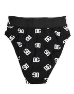 Dolce & Gabbana White Black Logo Waistband Midi Brief Underwear