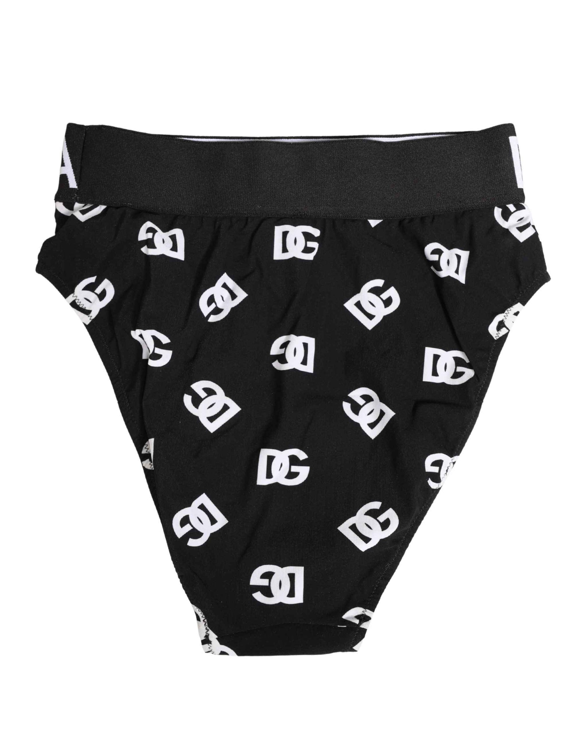 Dolce & Gabbana White Black Logo Waistband Midi Brief Underwear
