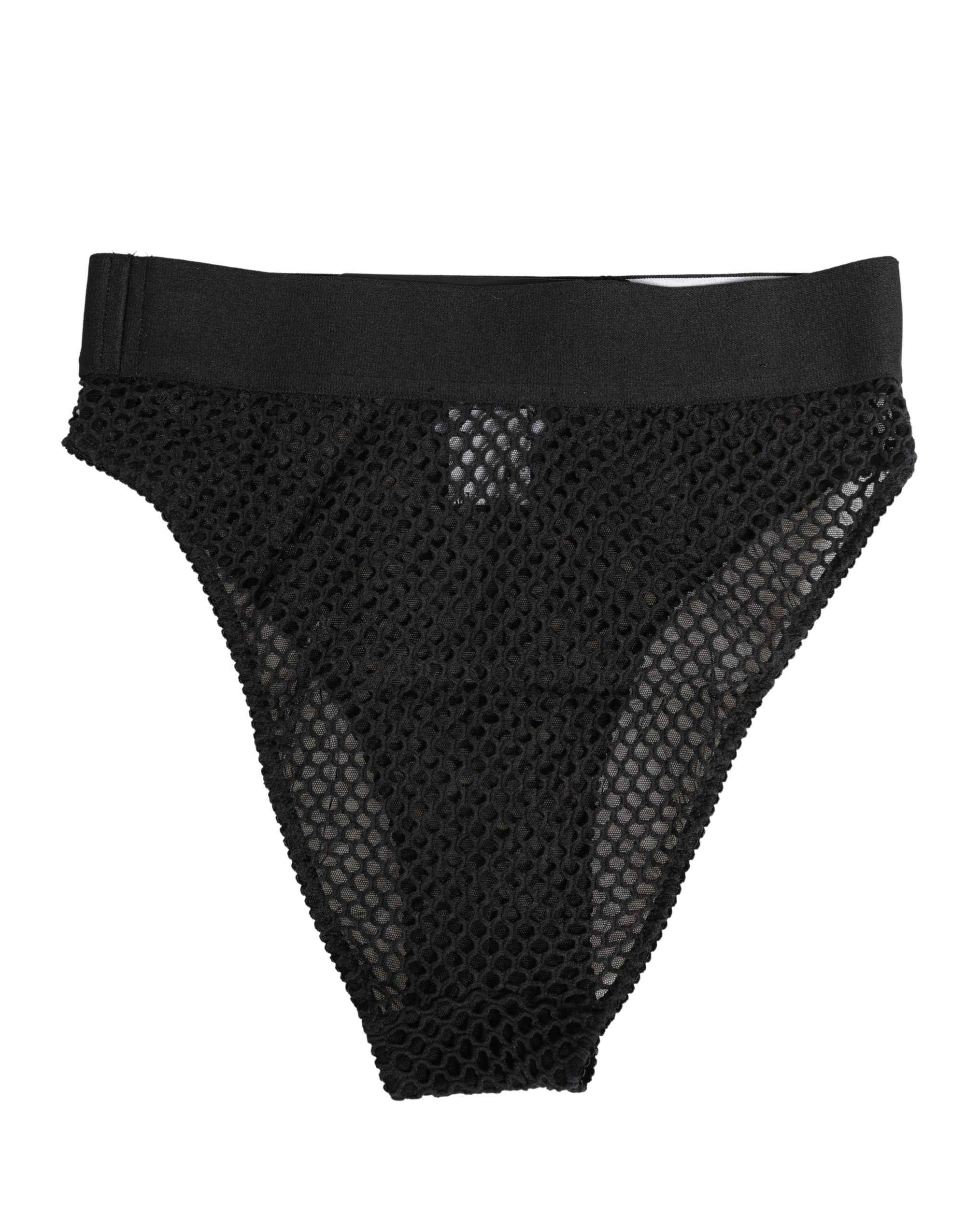 Dolce & Gabbana Black Cotton Mesh High Brief Panty Underwear