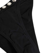 Dolce & Gabbana Black Crystal Embellished Bikini Bottom Swimwear