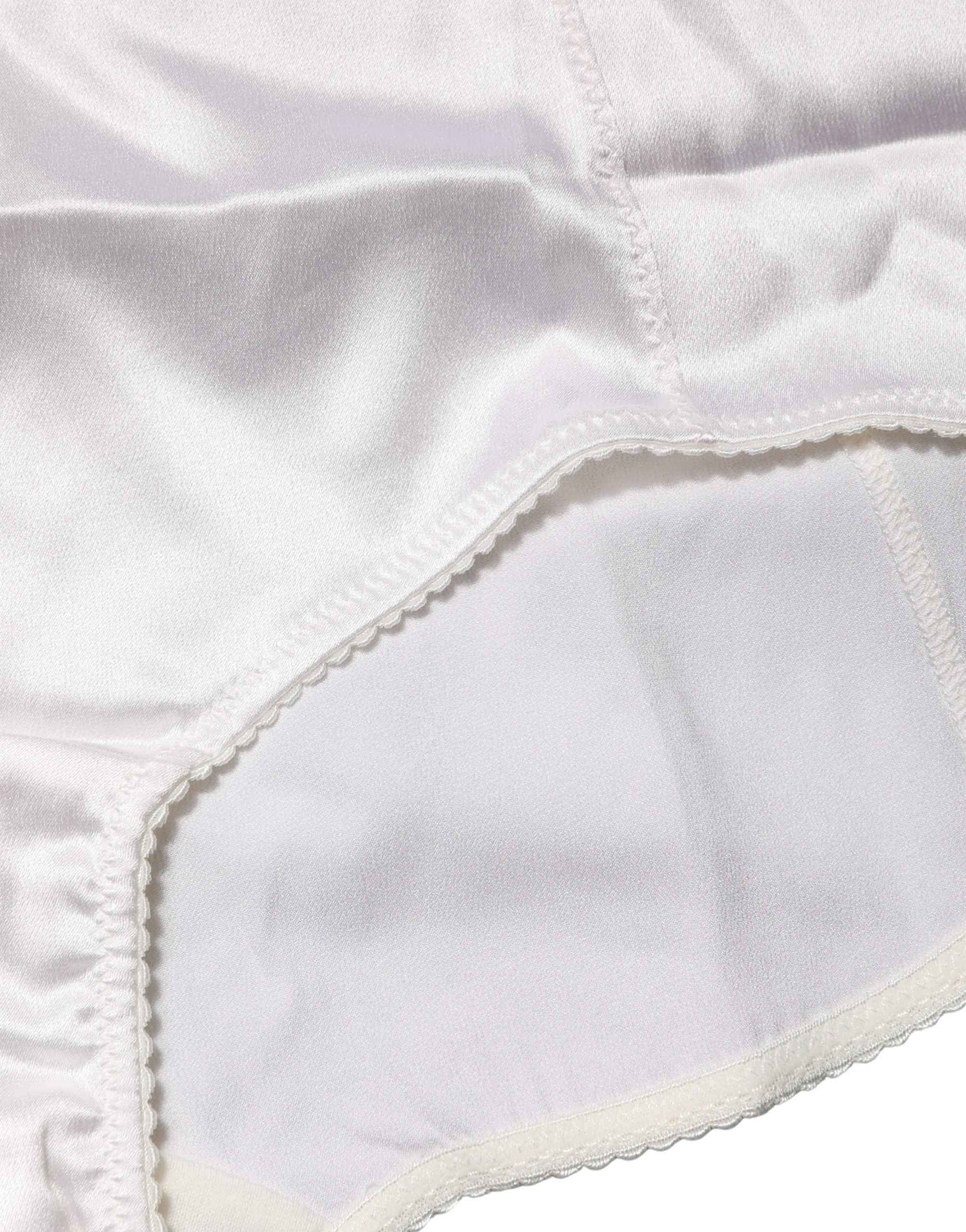Dolce & Gabbana White Silk Blend High Waist Girdle Panty Underwear