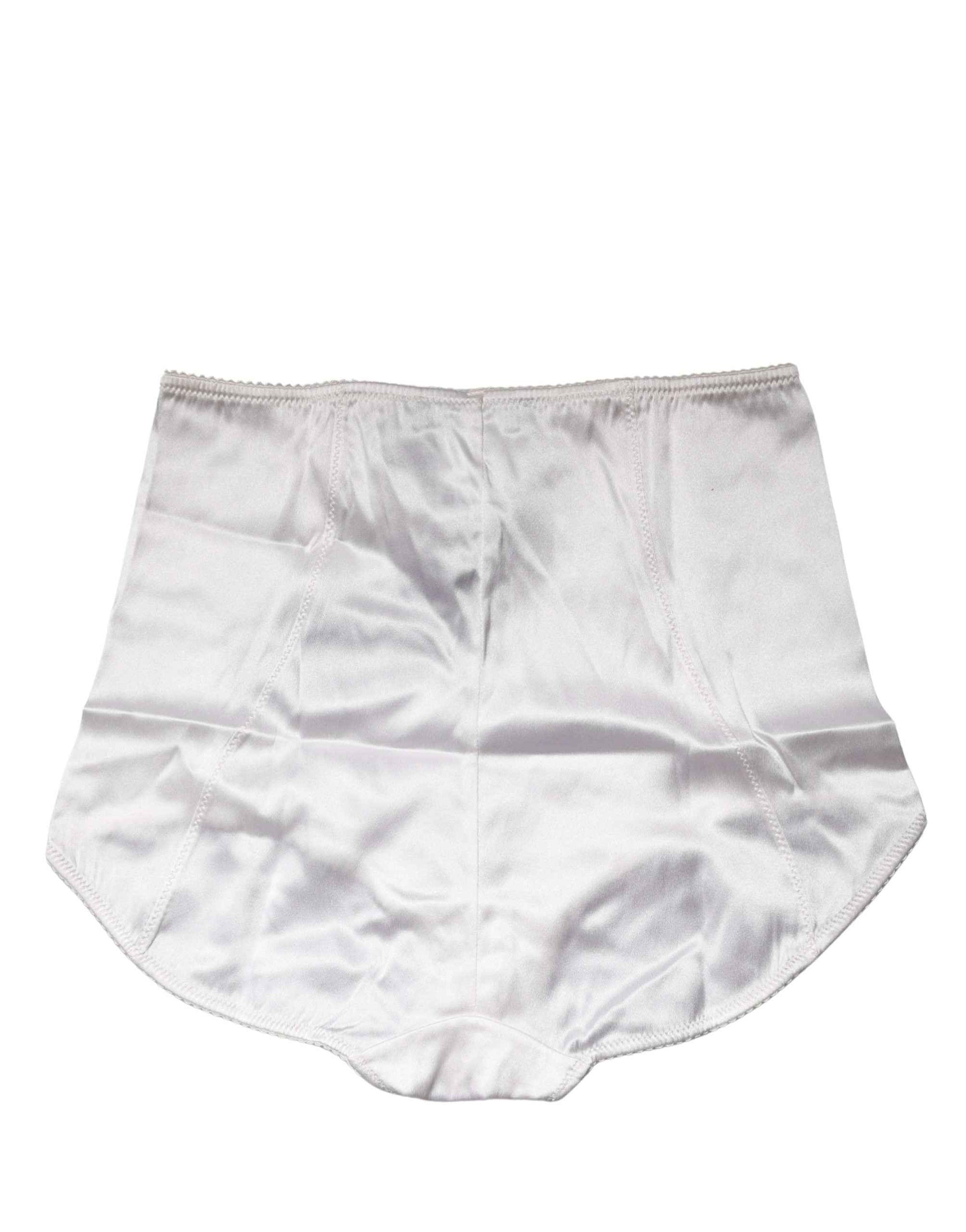 Dolce & Gabbana White Silk Blend High Waist Girdle Panty Underwear